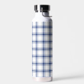 Blauw en wit scheepsplaid waterfles (Links)