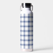 Blauw en wit scheepsplaid waterfles (Voorkant)