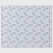 Blauw en wit schelp cadeaupapier (Vlak)