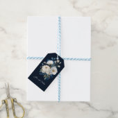 Blauw en wit schilderachtige bloemenbruiloft Dank  Cadeaulabel (Met Touw)
