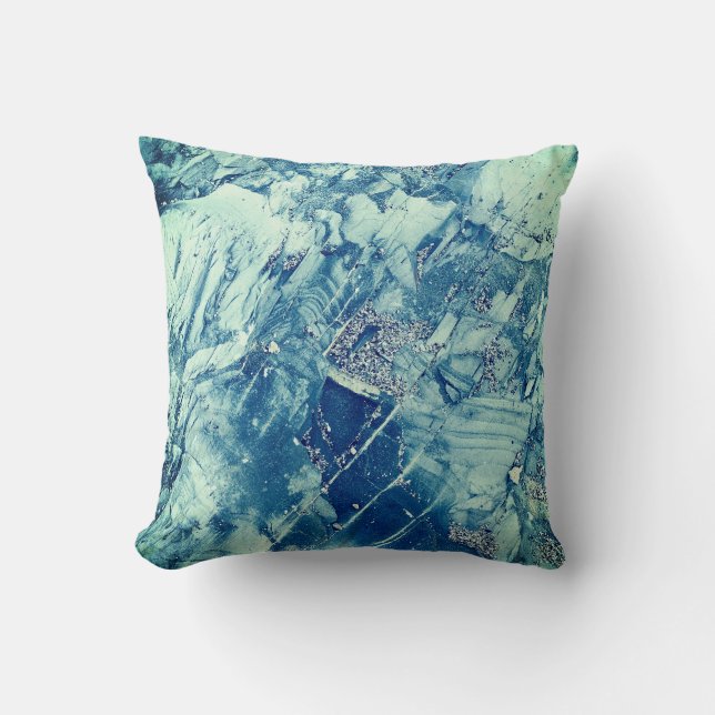 Blauw en wit schilderen kussen (Voorkant)