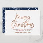 Blauw en wit schrift, niet-foto met kerstmis folie feestdagenkaart<br><div class="desc">Navy blauw en wit schrift vrolijk kerstfeest,  niet-moderne ster met een moderne ster.</div>