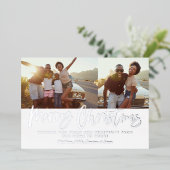 Blauw en wit script, veelzijdige kerstfoto folie feestdagenkaart (Staand Voorkant)