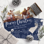 Blauw en wit script, veelzijdige kerstfoto folie feestdagenkaart<br><div class="desc">Blauw en wit schrift smerig kerstmis multi-foto moderne ster die het design barst.</div>