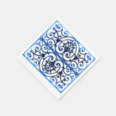 Blauw en wit scrollwork patroon servetten (Hoek)
