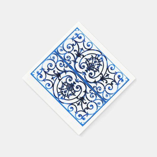 Blauw en wit scrollwork patroon servetten (Hoek)