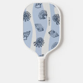 Blauw en Wit Seashell Patroon Modern Monogram Pickleball Paddle (Voorkant)