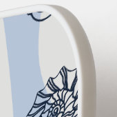 Blauw en Wit Seashell Patroon Modern Monogram Pickleball Paddle (Links Detail)
