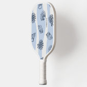 Blauw en Wit Seashell Patroon Modern Monogram Pickleball Paddle (Links)