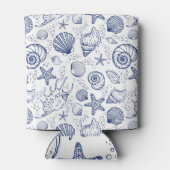 Blauw en Wit Seashell Zeester Koelboxxen Blikjeskoeler (Achterkant)