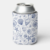 Blauw en Wit Seashell Zeester Koelboxxen Blikjeskoeler (Blikje Achterkant)