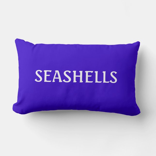 Blauw en wit SEIASHELL Word Ocean Beach Thema Kussen (Voorkant)