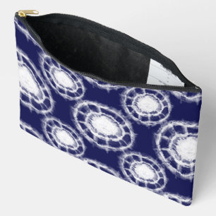 Blauw en Wit Shibori Cirkels Patroon Etui