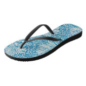 Blauw en wit sierbloem teenslippers (Schuin)