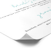 Blauw en wit Signature Drinken Bruiloft Bar Poster (Hoek)