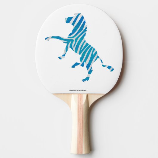 Blauw en wit Silhouette Zebra Tafeltennisbatje (Voorkant)