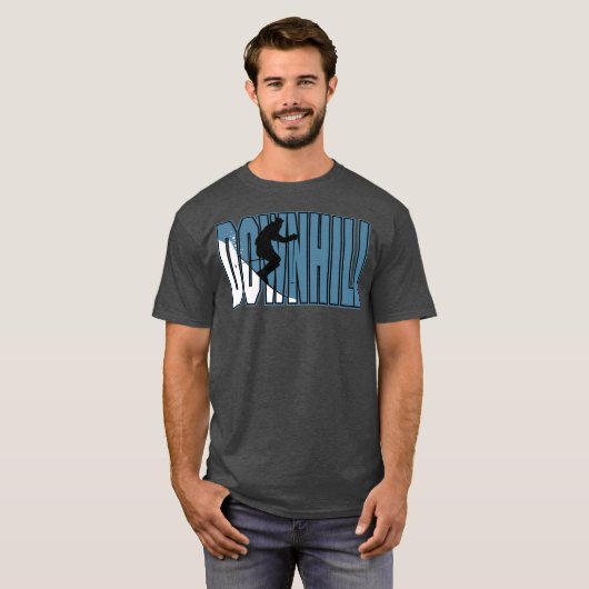 Blauw en wit skiën t-shirt (Voorkant volledig)