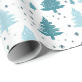 Blauw en wit Sneeuw Kerstmis Cadeaupapier (Rol Hoek)