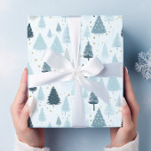 Blauw en wit Sneeuw Kerstmis Cadeaupapier