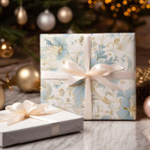 Blauw en wit Sneeuw Kerstmis Cadeaupapier