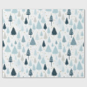 Blauw en wit Sneeuw Kerstmis Cadeaupapier (Vlak)