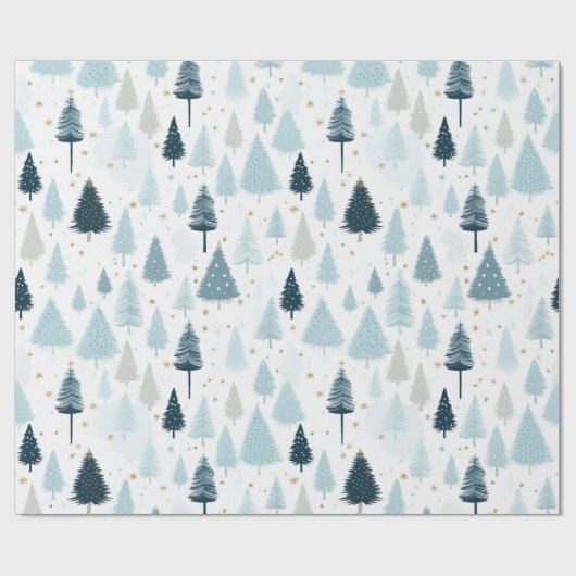 Blauw en wit Sneeuw Kerstmis Cadeaupapier (Vlak)