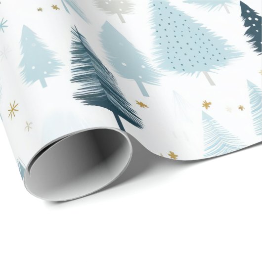 Blauw en wit Sneeuw Kerstmis Cadeaupapier (Rol Hoek)