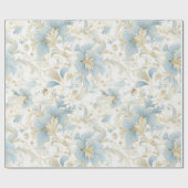 Blauw en wit Sneeuw Kerstmis Cadeaupapier (Vlak)