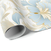 Blauw en wit Sneeuw Kerstmis Cadeaupapier (Rol Hoek)