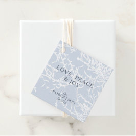 Blauw en wit Sneeuwtakken Vakantie Bedankjes Labels