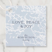 Blauw en wit Sneeuwtakken Vakantie Bedankjes Labels (Voorkant)