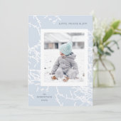 Blauw en Wit Sneeuwtakken Vakantie Fotokaart Feestdagenkaart (Staand voorkant)
