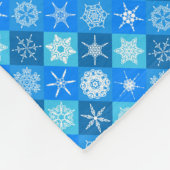 Blauw en wit sneeuwvlok vierkant patroon fleece deken (Hoek)