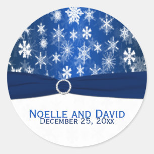 Blauw en wit Sneeuwvlokken Bruiloft Sticker