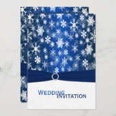 Blauw en Wit Sneeuwvlokken Bruiloft Uitnodiging (Voorkant / Achterkant)