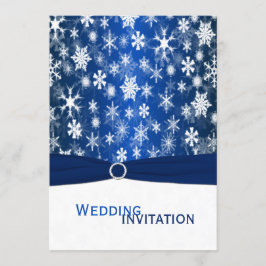 Blauw en Wit Sneeuwvlokken Bruiloft Uitnodiging