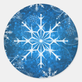 Blauw en wit Sneeuwvlokken Huwelijksenvelop Afdich Ronde Sticker