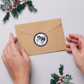  Blauw en Wit Sneeuwvlokken Kerstmis Foto Ronde Sticker