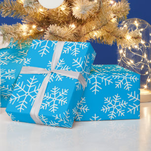 Blauw en Wit Sneeuwvlokken Patroon Kerst Wrap Cadeaupapier