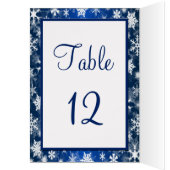 Blauw en Wit Sneeuwvlokken Tafelnummer Kaart (Binnen (Links))