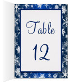 Blauw en Wit Sneeuwvlokken Tafelnummer Kaart (Binnen (Rechts))