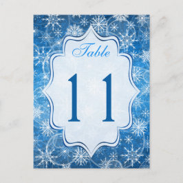 Blauw en Wit Sneeuwvlokken Tafelnummer Kaart