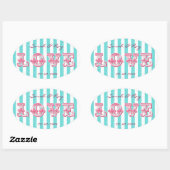 Blauw en wit Snoep streep liefde sticker (Vel)