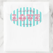 Blauw en wit Snoep streep liefde sticker (Tas)