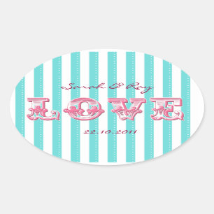 Blauw en wit Snoep streep liefde sticker