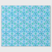 Blauw en wit Snowflake Cadeaupapier (Vlak)