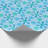 Blauw en wit Snowflake Cadeaupapier (Hoek)