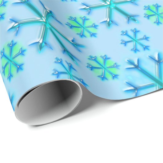 Blauw en wit Snowflake Cadeaupapier (Rol Hoek)