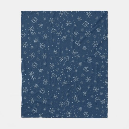 Blauw en wit Snowflake-design kerstmis Fleece Deken (Voorkant)