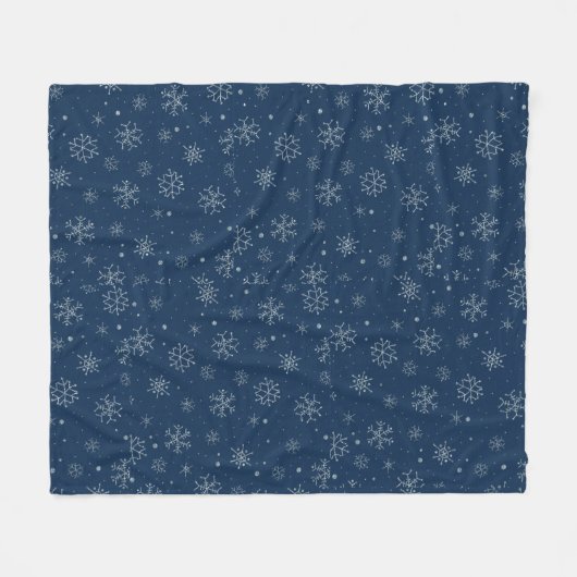 Blauw en wit Snowflake-design kerstmis Fleece Deken (Voorkant (Horizontaal))
